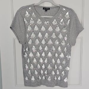 J. Crew Light Gray Short Sleeve Sequin Knit Tee